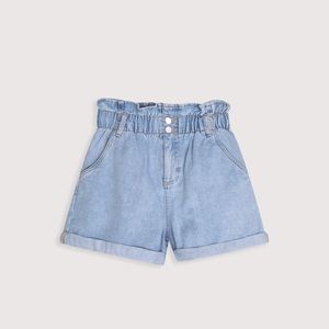 Denim Paper Bag Shorts